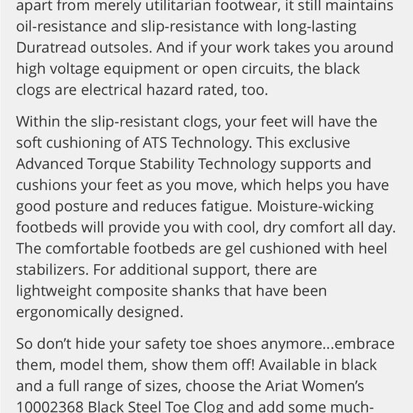 Ariat Women’s Slip Resistant Safety Clogs Shoes Steel Toe Black - Picture 13 of 13